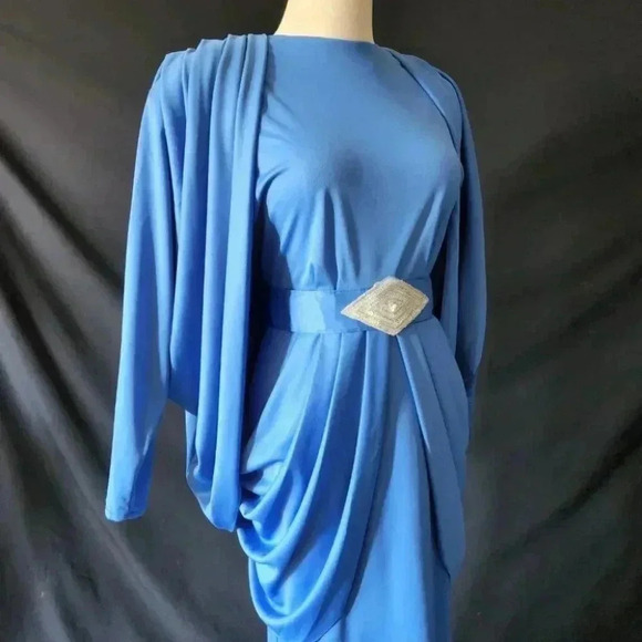 VINTAGE  80s Jewel Tone Cocktail Evening Dress S 4-6 - Picture 10 of 14